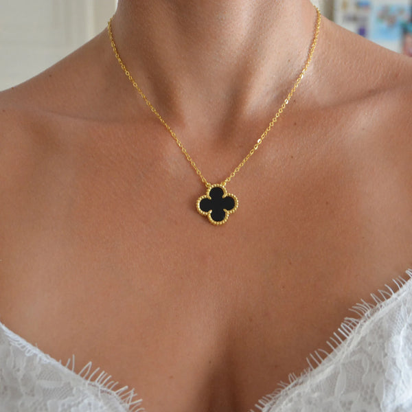 Black Four-Leaf Clover Pendant