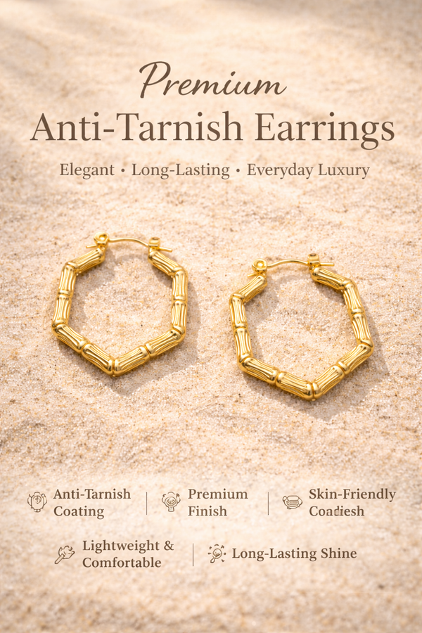 Luxe Bamboo-Style Anti-Tarnish Hoops